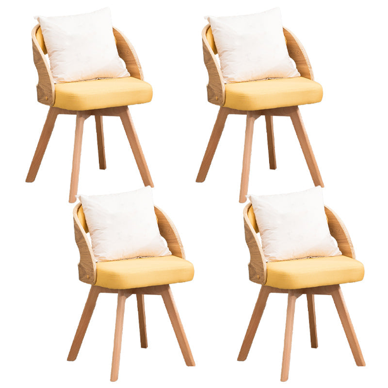 Modern Style Wooden Dining Chairs Open Back Dining Side Chair for Kitchen Yellow 4 Piece Set Clearhalo ' kitchen&dining_furn' 'Dining Chairs' 'Dining Tables & Seating' 'dining_chair' 'furn' 'furn_dining_chair' 'Furniture' 'furniture_dining_chair' 'Kitchen & Dining Furniture' 'kitchen' 3909586