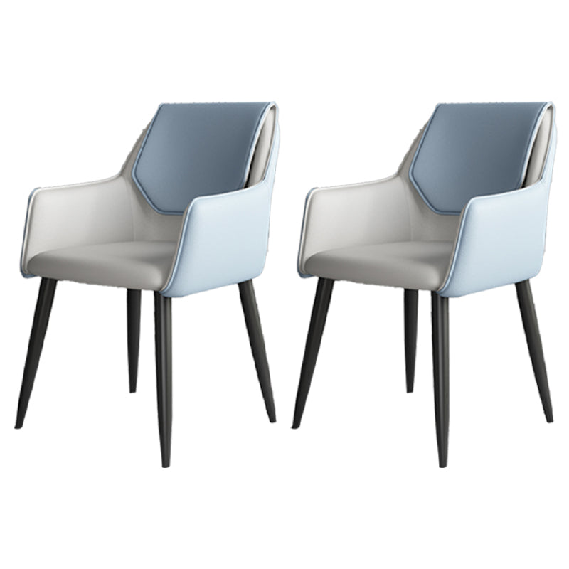 Scandinavian Home Arm Chair Solid Back Metal Upholstered Dining Room Chair Light Blue 2 Piece Set Clearhalo ' kitchen&dining_furn' 'Dining Chairs' 'Dining Tables & Seating' 'dining_chair' 'furn' 'furn_dining_chair' 'Furniture' 'furniture_dining_chair' 'Kitchen & Dining Furniture' 'kitchen' 3909625