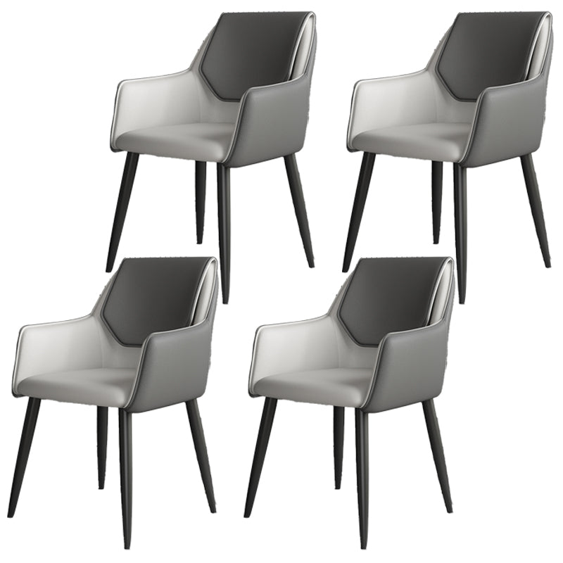 Scandinavian Home Arm Chair Solid Back Metal Upholstered Dining Room Chair Dark Gray 4 Piece Set Clearhalo ' kitchen&dining_furn' 'Dining Chairs' 'Dining Tables & Seating' 'dining_chair' 'furn' 'furn_dining_chair' 'Furniture' 'furniture_dining_chair' 'Kitchen & Dining Furniture' 'kitchen' 3909641