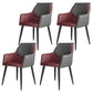 Scandinavian Home Arm Chair Solid Back Metal Upholstered Dining Room Chair Burgundy 4 Piece Set Clearhalo ' kitchen&dining_furn' 'Dining Chairs' 'Dining Tables & Seating' 'dining_chair' 'furn' 'furn_dining_chair' 'Furniture' 'furniture_dining_chair' 'Kitchen & Dining Furniture' 'kitchen' 3909644