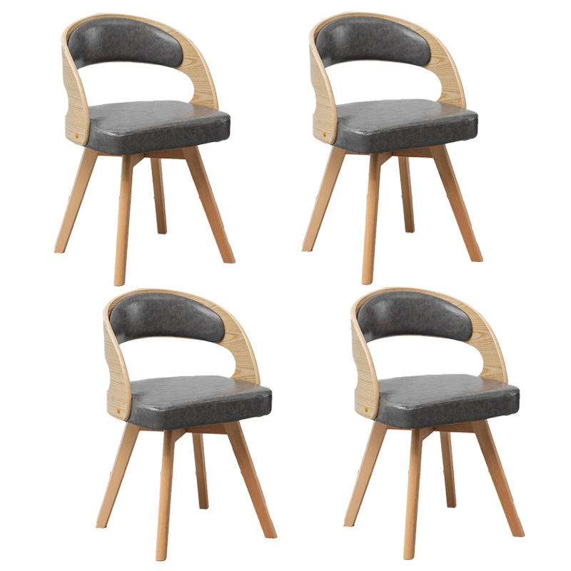 Modern Style Wooden Dining Chair Open Back Dining Side Chairs for Kitchen Dark Gray 4 Piece Set Clearhalo ' kitchen&dining_furn' 'Dining Chairs' 'Dining Tables & Seating' 'dining_chair' 'furn' 'furn_dining_chair' 'Furniture' 'furniture_dining_chair' 'Kitchen & Dining Furniture' 'kitchen' 3909669