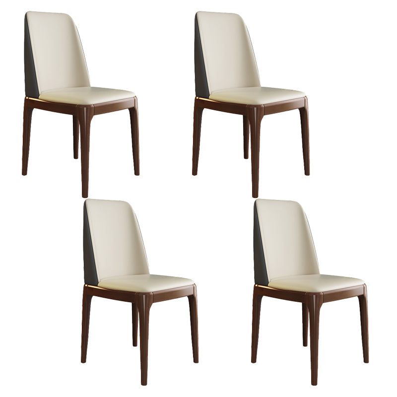 Scandinavian Style Wood Dining Chair Armless Solid Back Dining Chair Off-White 4 Piece Set Brown Clearhalo ' kitchen&dining_furn' 'Dining Chairs' 'Dining Tables & Seating' 'dining_chair' 'furn' 'furn_dining_chair' 'Furniture' 'furniture_dining_chair' 'Kitchen & Dining Furniture' 'kitchen' 3909693