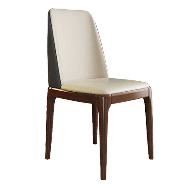 Scandinavian Style Wood Dining Chair Armless Solid Back Dining Chair Off-White 1 Piece Brown Clearhalo ' kitchen&dining_furn' 'Dining Chairs' 'Dining Tables & Seating' 'dining_chair' 'furn' 'furn_dining_chair' 'Furniture' 'furniture_dining_chair' 'Kitchen & Dining Furniture' 'kitchen' 3909695