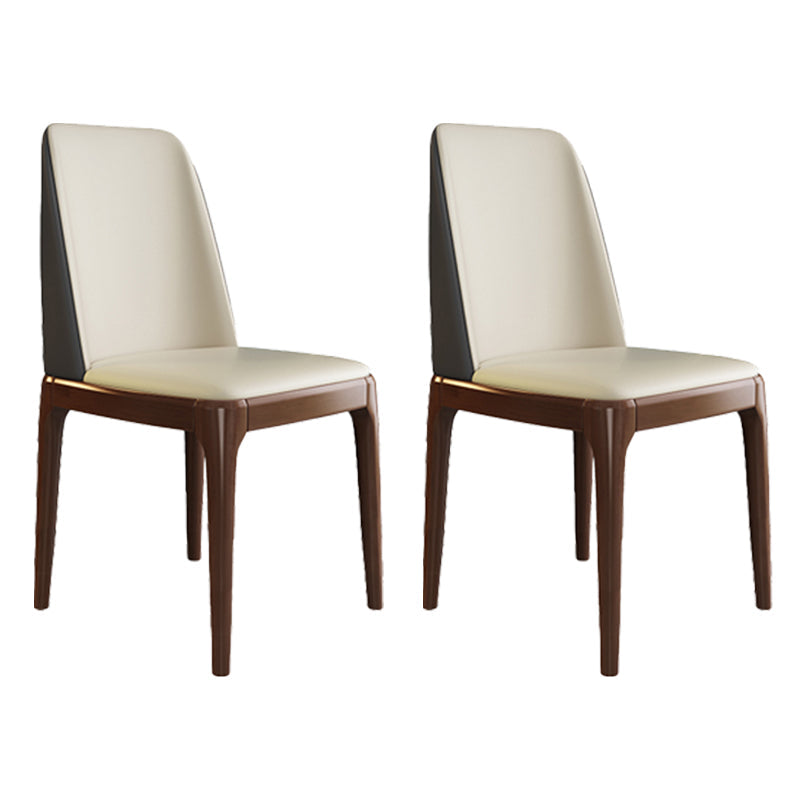 Scandinavian Style Wood Dining Chair Armless Solid Back Dining Chair Off-White 2 Piece Set Brown Clearhalo ' kitchen&dining_furn' 'Dining Chairs' 'Dining Tables & Seating' 'dining_chair' 'furn' 'furn_dining_chair' 'Furniture' 'furniture_dining_chair' 'Kitchen & Dining Furniture' 'kitchen' 3909697
