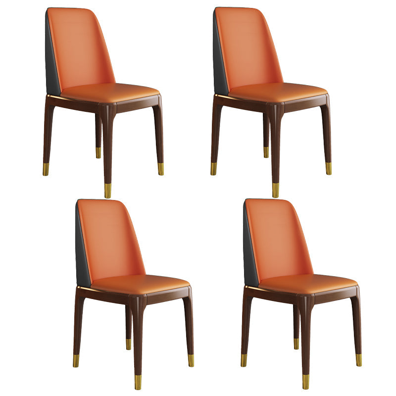 Scandinavian Style Wood Dining Chair Armless Solid Back Dining Chair Orange 4 Piece Set Brown Gold Clearhalo ' kitchen&dining_furn' 'Dining Chairs' 'Dining Tables & Seating' 'dining_chair' 'furn' 'furn_dining_chair' 'Furniture' 'furniture_dining_chair' 'Kitchen & Dining Furniture' 'kitchen' 3909698
