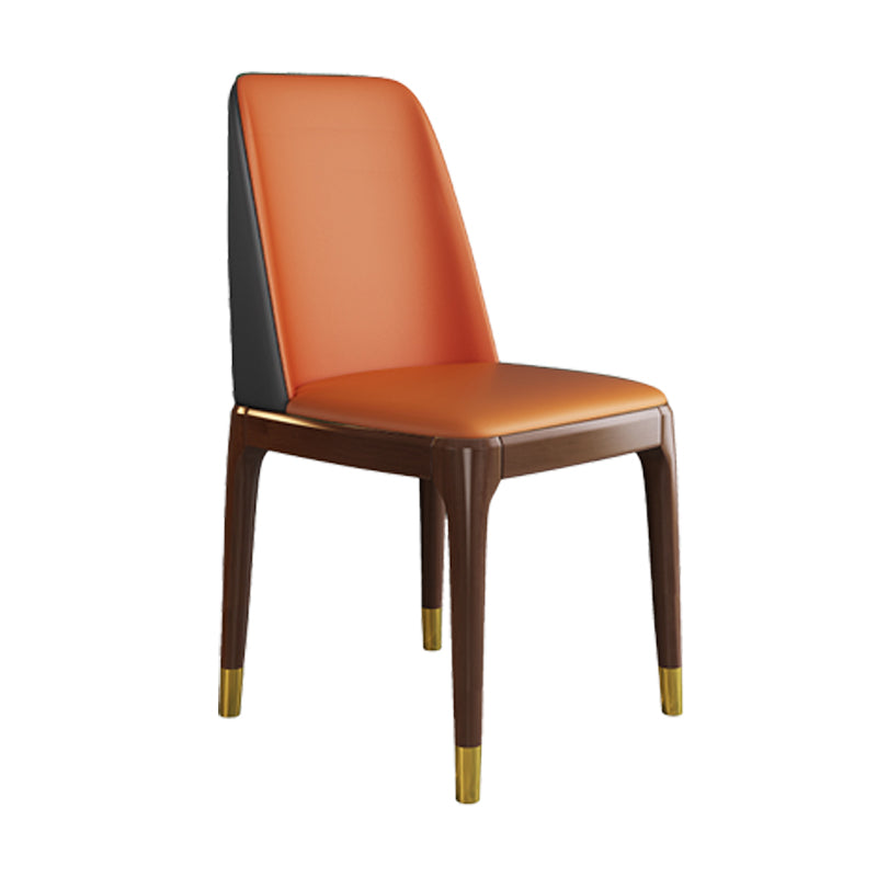 Scandinavian Style Wood Dining Chair Armless Solid Back Dining Chair Orange 1 Piece Brown Gold Clearhalo ' kitchen&dining_furn' 'Dining Chairs' 'Dining Tables & Seating' 'dining_chair' 'furn' 'furn_dining_chair' 'Furniture' 'furniture_dining_chair' 'Kitchen & Dining Furniture' 'kitchen' 3909700