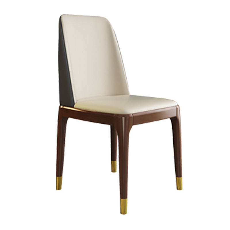 Scandinavian Style Wood Dining Chair Armless Solid Back Dining Chair Off-White 1 Piece Brown Gold Clearhalo ' kitchen&dining_furn' 'Dining Chairs' 'Dining Tables & Seating' 'dining_chair' 'furn' 'furn_dining_chair' 'Furniture' 'furniture_dining_chair' 'Kitchen & Dining Furniture' 'kitchen' 3909703