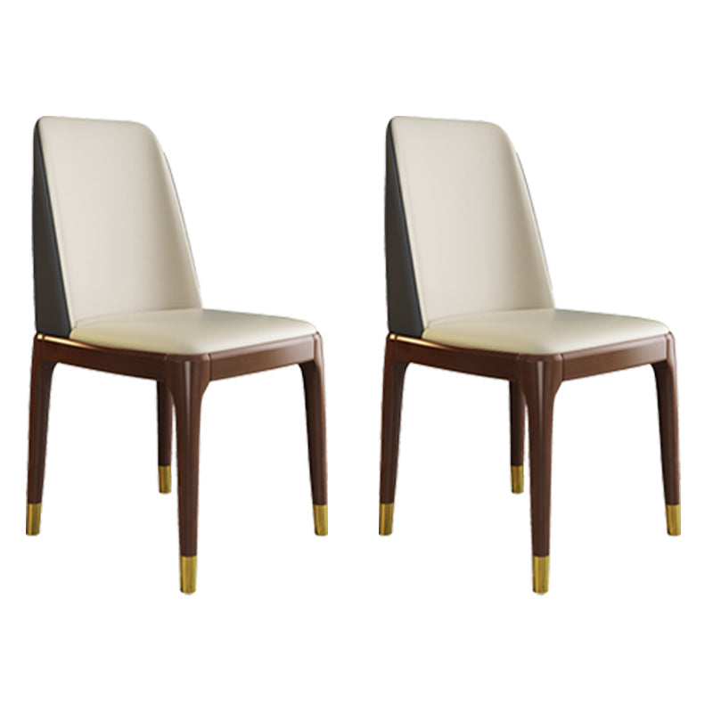 Scandinavian Style Wood Dining Chair Armless Solid Back Dining Chair Off-White 2 Piece Set Brown Gold Clearhalo ' kitchen&dining_furn' 'Dining Chairs' 'Dining Tables & Seating' 'dining_chair' 'furn' 'furn_dining_chair' 'Furniture' 'furniture_dining_chair' 'Kitchen & Dining Furniture' 'kitchen' 3909704