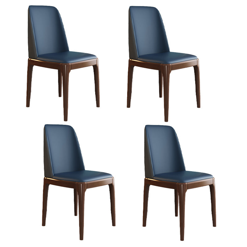 Scandinavian Style Wood Dining Chair Armless Solid Back Dining Chair Blue 4 Piece Set Brown Clearhalo ' kitchen&dining_furn' 'Dining Chairs' 'Dining Tables & Seating' 'dining_chair' 'furn' 'furn_dining_chair' 'Furniture' 'furniture_dining_chair' 'Kitchen & Dining Furniture' 'kitchen' 3909705
