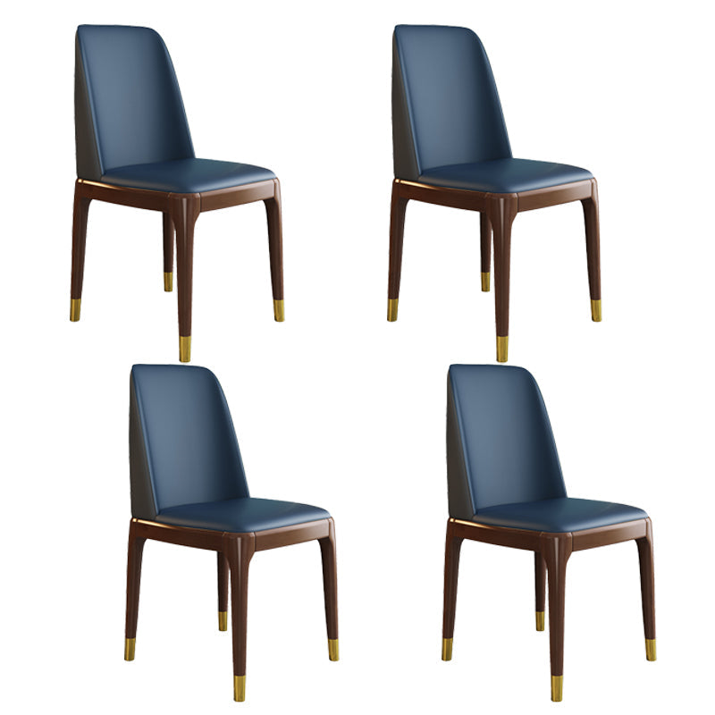 Scandinavian Style Wood Dining Chair Armless Solid Back Dining Chair Blue 4 Piece Set Brown Gold Clearhalo ' kitchen&dining_furn' 'Dining Chairs' 'Dining Tables & Seating' 'dining_chair' 'furn' 'furn_dining_chair' 'Furniture' 'furniture_dining_chair' 'Kitchen & Dining Furniture' 'kitchen' 3909711