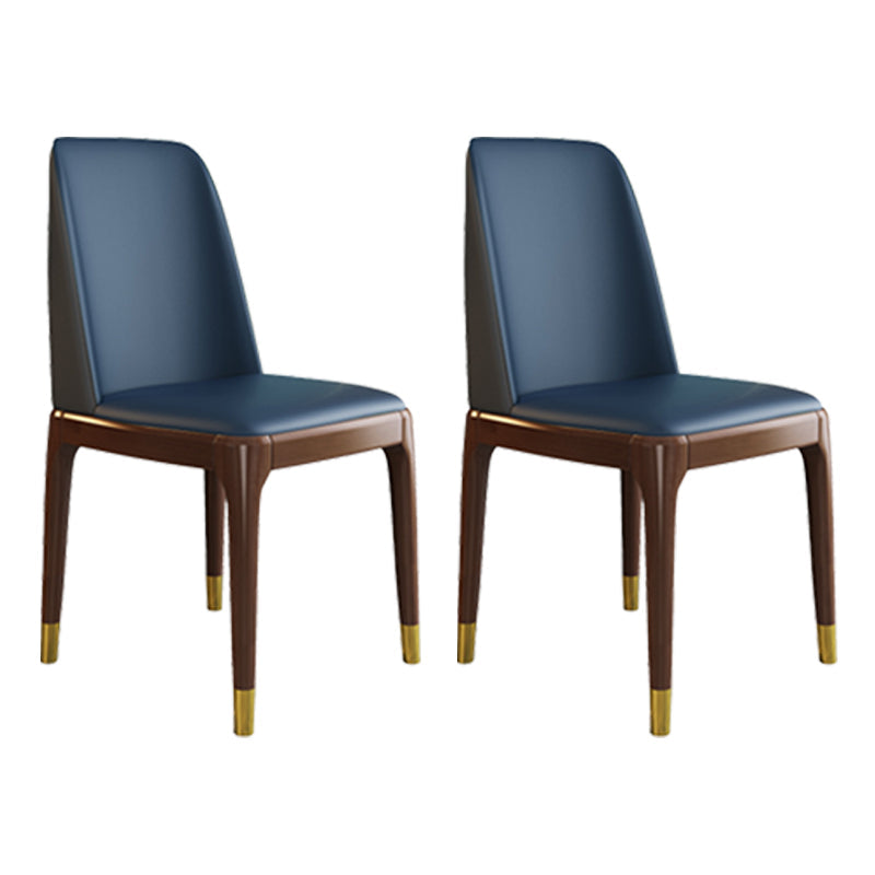 Scandinavian Style Wood Dining Chair Armless Solid Back Dining Chair Blue 2 Piece Set Brown Gold Clearhalo ' kitchen&dining_furn' 'Dining Chairs' 'Dining Tables & Seating' 'dining_chair' 'furn' 'furn_dining_chair' 'Furniture' 'furniture_dining_chair' 'Kitchen & Dining Furniture' 'kitchen' 3909713