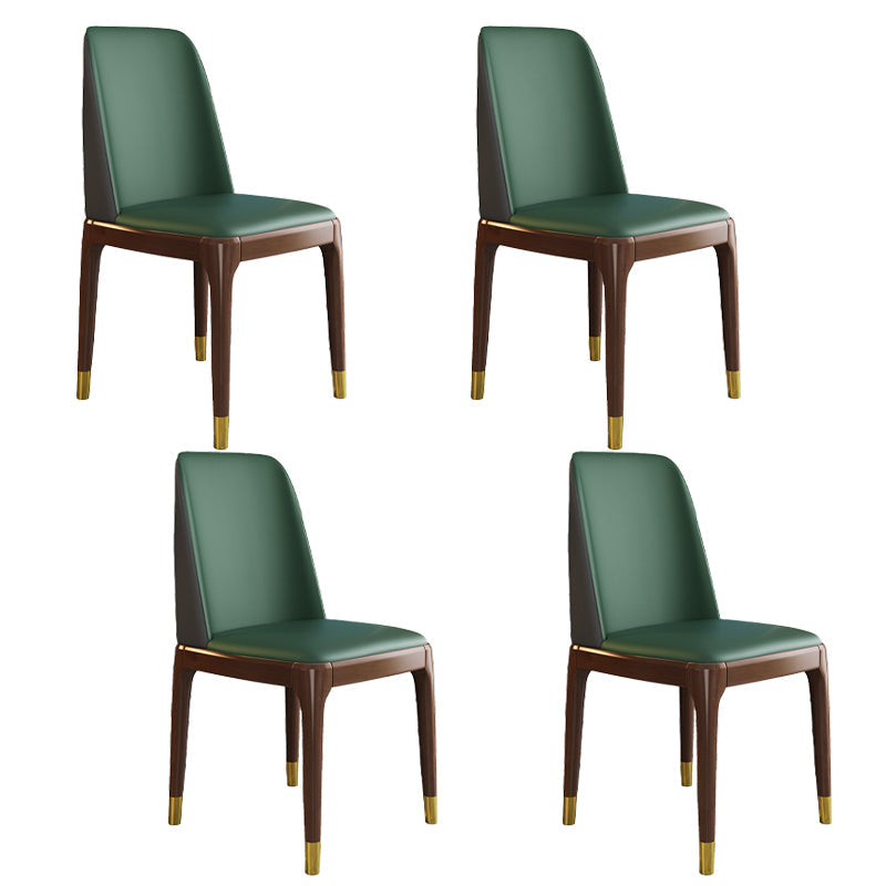 Scandinavian Style Wood Dining Chair Armless Solid Back Dining Chair Blackish Green 4 Piece Set Brown Gold Clearhalo ' kitchen&dining_furn' 'Dining Chairs' 'Dining Tables & Seating' 'dining_chair' 'furn' 'furn_dining_chair' 'Furniture' 'furniture_dining_chair' 'Kitchen & Dining Furniture' 'kitchen' 3909714