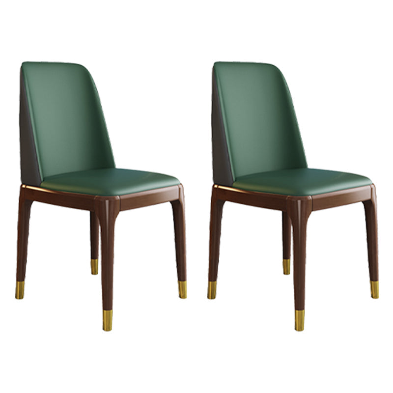 Scandinavian Style Wood Dining Chair Armless Solid Back Dining Chair Blackish Green 2 Piece Set Brown Gold Clearhalo ' kitchen&dining_furn' 'Dining Chairs' 'Dining Tables & Seating' 'dining_chair' 'furn' 'furn_dining_chair' 'Furniture' 'furniture_dining_chair' 'Kitchen & Dining Furniture' 'kitchen' 3909716