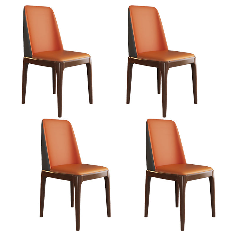 Scandinavian Style Wood Dining Chair Armless Solid Back Dining Chair Orange 4 Piece Set Brown Clearhalo ' kitchen&dining_furn' 'Dining Chairs' 'Dining Tables & Seating' 'dining_chair' 'furn' 'furn_dining_chair' 'Furniture' 'furniture_dining_chair' 'Kitchen & Dining Furniture' 'kitchen' 3909717
