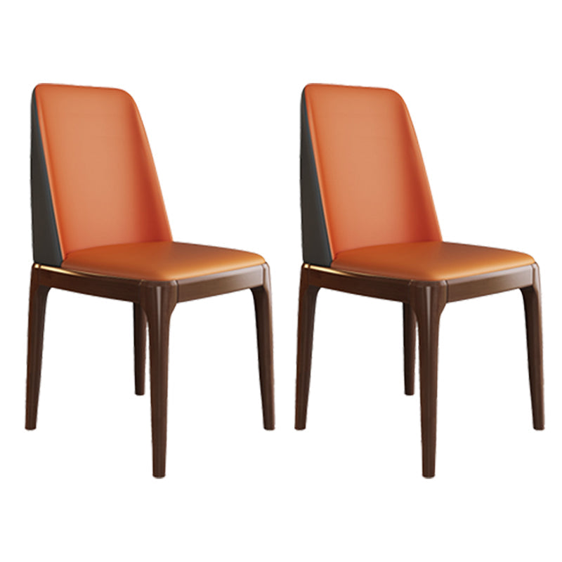 Scandinavian Style Wood Dining Chair Armless Solid Back Dining Chair Orange 2 Piece Set Brown Clearhalo ' kitchen&dining_furn' 'Dining Chairs' 'Dining Tables & Seating' 'dining_chair' 'furn' 'furn_dining_chair' 'Furniture' 'furniture_dining_chair' 'Kitchen & Dining Furniture' 'kitchen' 3909719