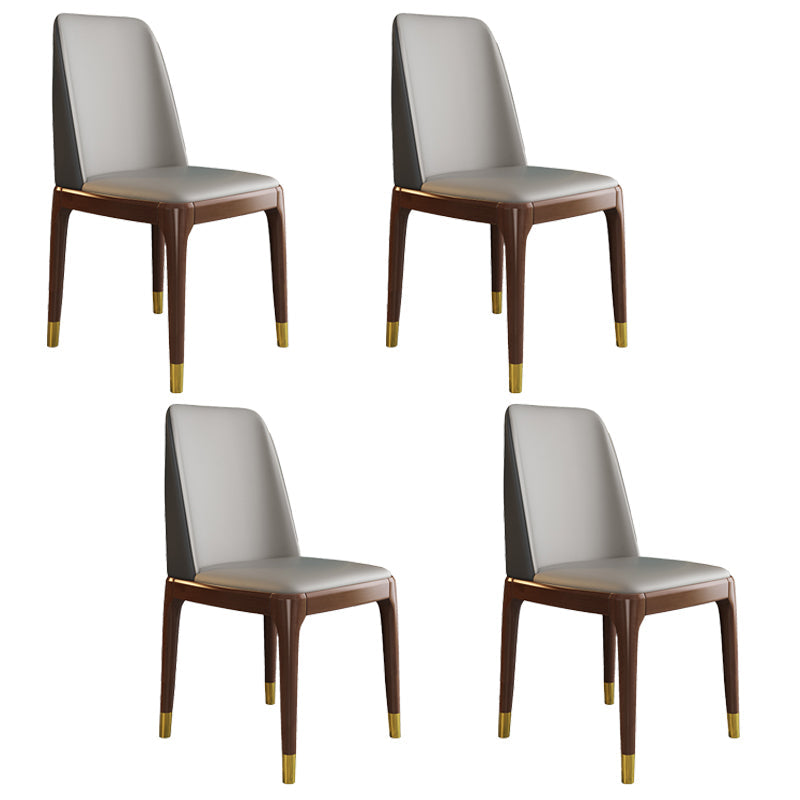 Scandinavian Style Wood Dining Chair Armless Solid Back Dining Chair Light Gray 4 Piece Set Brown Gold Clearhalo ' kitchen&dining_furn' 'Dining Chairs' 'Dining Tables & Seating' 'dining_chair' 'furn' 'furn_dining_chair' 'Furniture' 'furniture_dining_chair' 'Kitchen & Dining Furniture' 'kitchen' 3909720