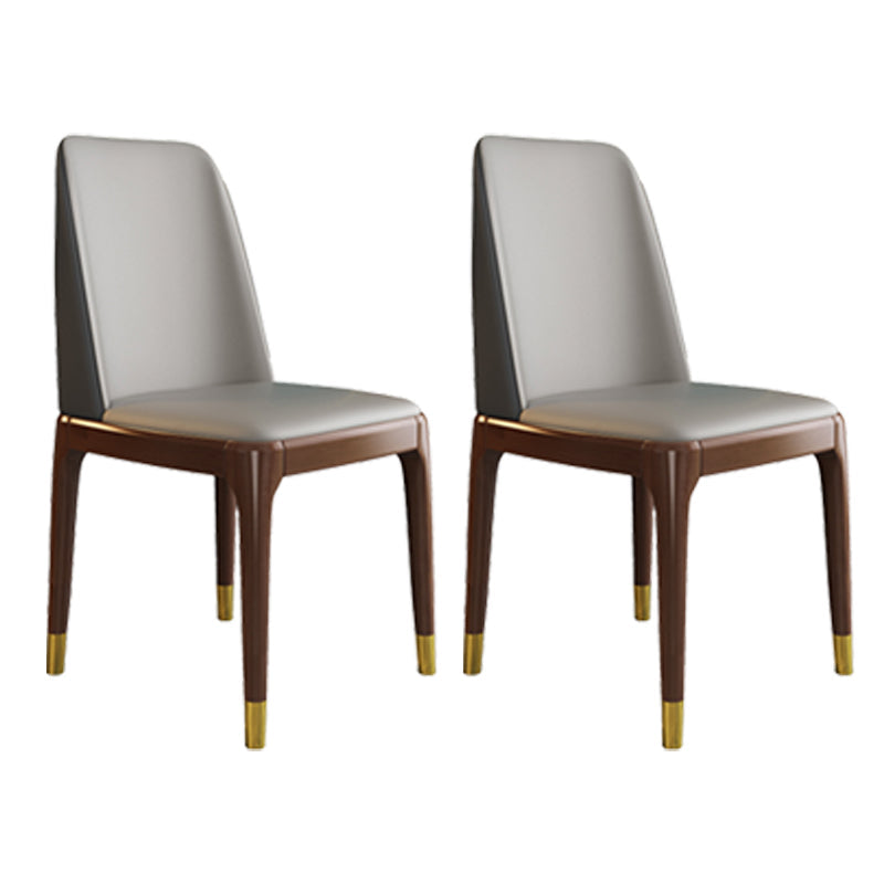 Scandinavian Style Wood Dining Chair Armless Solid Back Dining Chair Light Gray 2 Piece Set Brown Gold Clearhalo ' kitchen&dining_furn' 'Dining Chairs' 'Dining Tables & Seating' 'dining_chair' 'furn' 'furn_dining_chair' 'Furniture' 'furniture_dining_chair' 'Kitchen & Dining Furniture' 'kitchen' 3909722