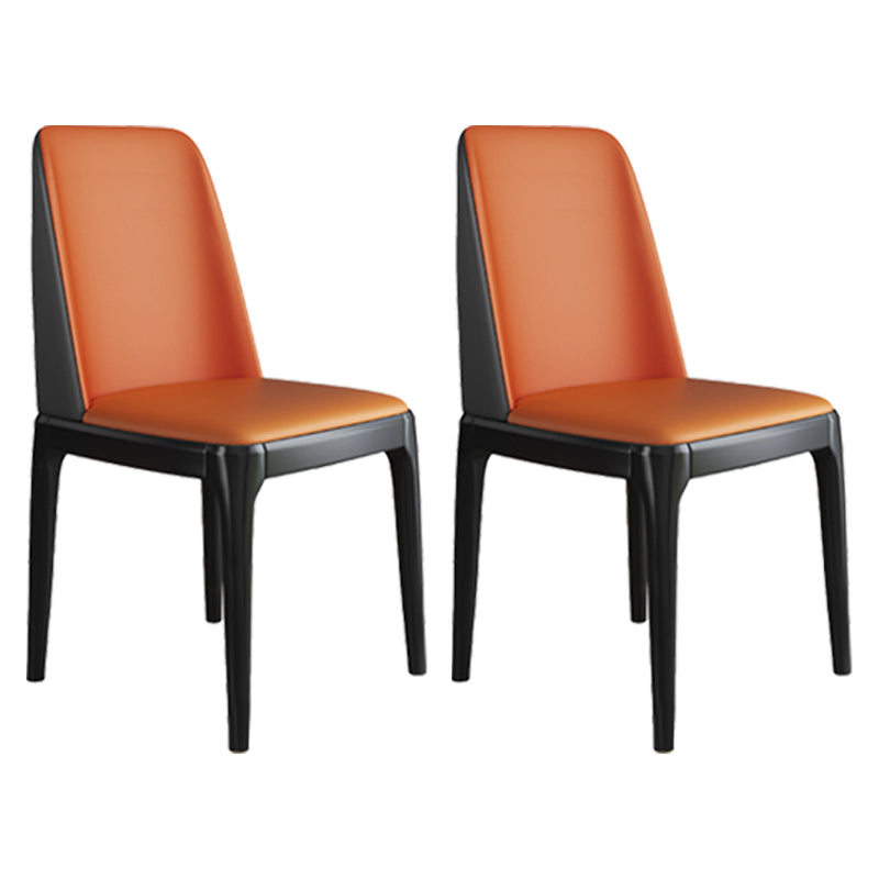 Scandinavian Style Wood Dining Chair Armless Solid Back Dining Chair Orange 2 Piece Set Black Clearhalo ' kitchen&dining_furn' 'Dining Chairs' 'Dining Tables & Seating' 'dining_chair' 'furn' 'furn_dining_chair' 'Furniture' 'furniture_dining_chair' 'Kitchen & Dining Furniture' 'kitchen' 3909731