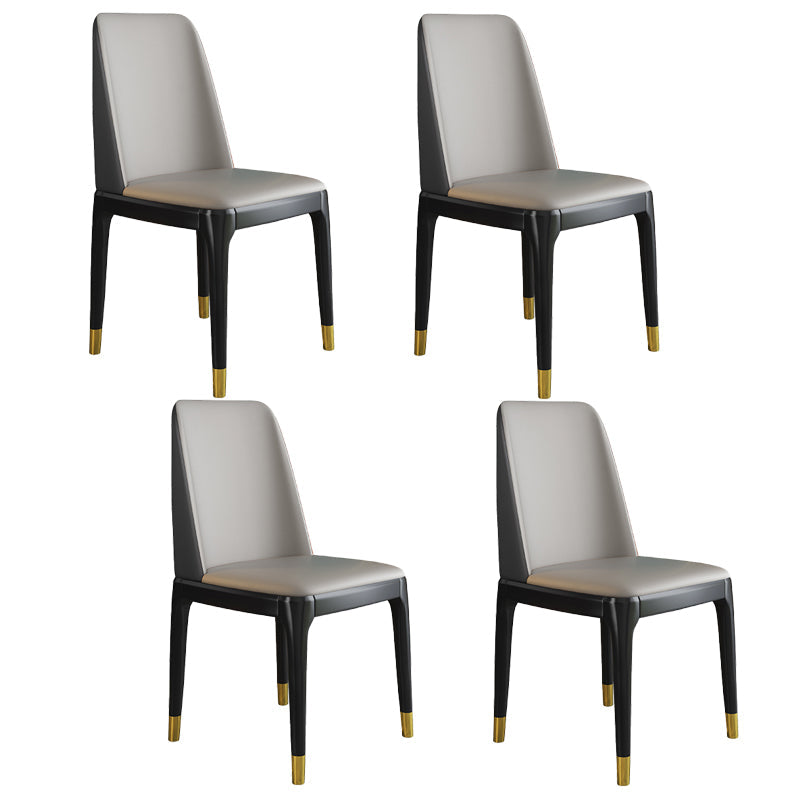 Scandinavian Style Wood Dining Chair Armless Solid Back Dining Chair Light Gray 4 Piece Set Black Gold Clearhalo ' kitchen&dining_furn' 'Dining Chairs' 'Dining Tables & Seating' 'dining_chair' 'furn' 'furn_dining_chair' 'Furniture' 'furniture_dining_chair' 'Kitchen & Dining Furniture' 'kitchen' 3909732
