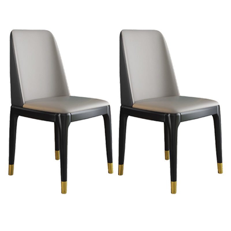 Scandinavian Style Wood Dining Chair Armless Solid Back Dining Chair Light Gray 2 Piece Set Black Gold Clearhalo ' kitchen&dining_furn' 'Dining Chairs' 'Dining Tables & Seating' 'dining_chair' 'furn' 'furn_dining_chair' 'Furniture' 'furniture_dining_chair' 'Kitchen & Dining Furniture' 'kitchen' 3909734