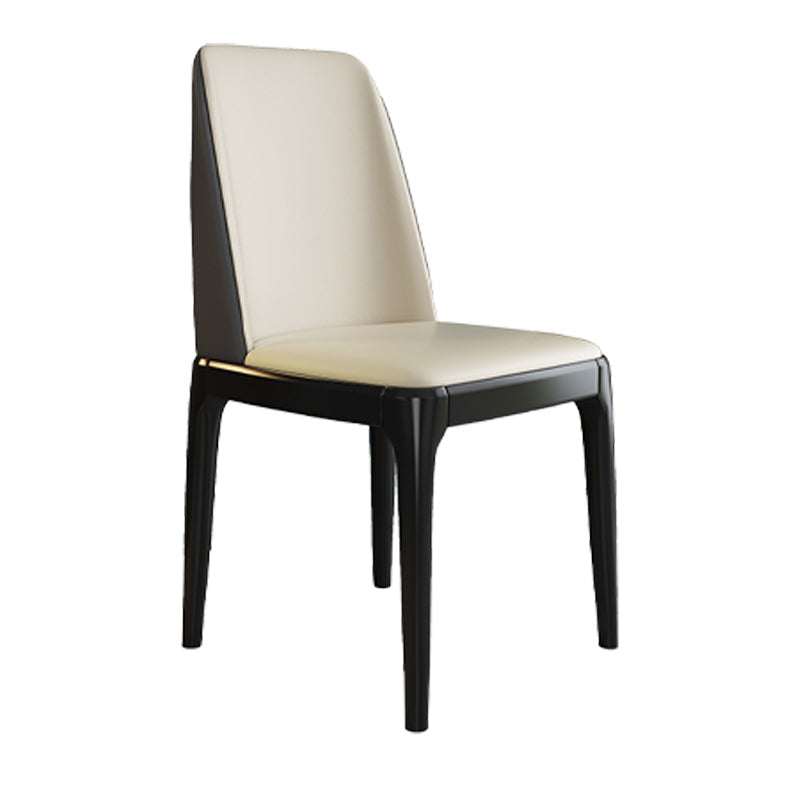 Scandinavian Style Wood Dining Chair Armless Solid Back Dining Chair Off-White 1 Piece Black Clearhalo ' kitchen&dining_furn' 'Dining Chairs' 'Dining Tables & Seating' 'dining_chair' 'furn' 'furn_dining_chair' 'Furniture' 'furniture_dining_chair' 'Kitchen & Dining Furniture' 'kitchen' 3909736