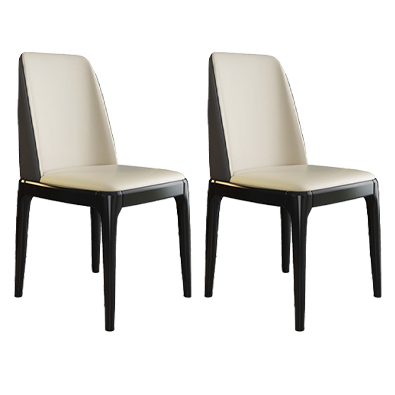Scandinavian Style Wood Dining Chair Armless Solid Back Dining Chair Off-White 2 Piece Set Black Clearhalo ' kitchen&dining_furn' 'Dining Chairs' 'Dining Tables & Seating' 'dining_chair' 'furn' 'furn_dining_chair' 'Furniture' 'furniture_dining_chair' 'Kitchen & Dining Furniture' 'kitchen' 3909737