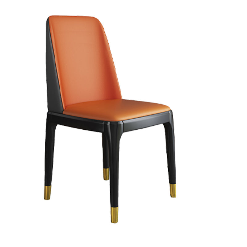 Scandinavian Style Wood Dining Chair Armless Solid Back Dining Chair Orange 1 Piece Black Gold Clearhalo ' kitchen&dining_furn' 'Dining Chairs' 'Dining Tables & Seating' 'dining_chair' 'furn' 'furn_dining_chair' 'Furniture' 'furniture_dining_chair' 'Kitchen & Dining Furniture' 'kitchen' 3909739