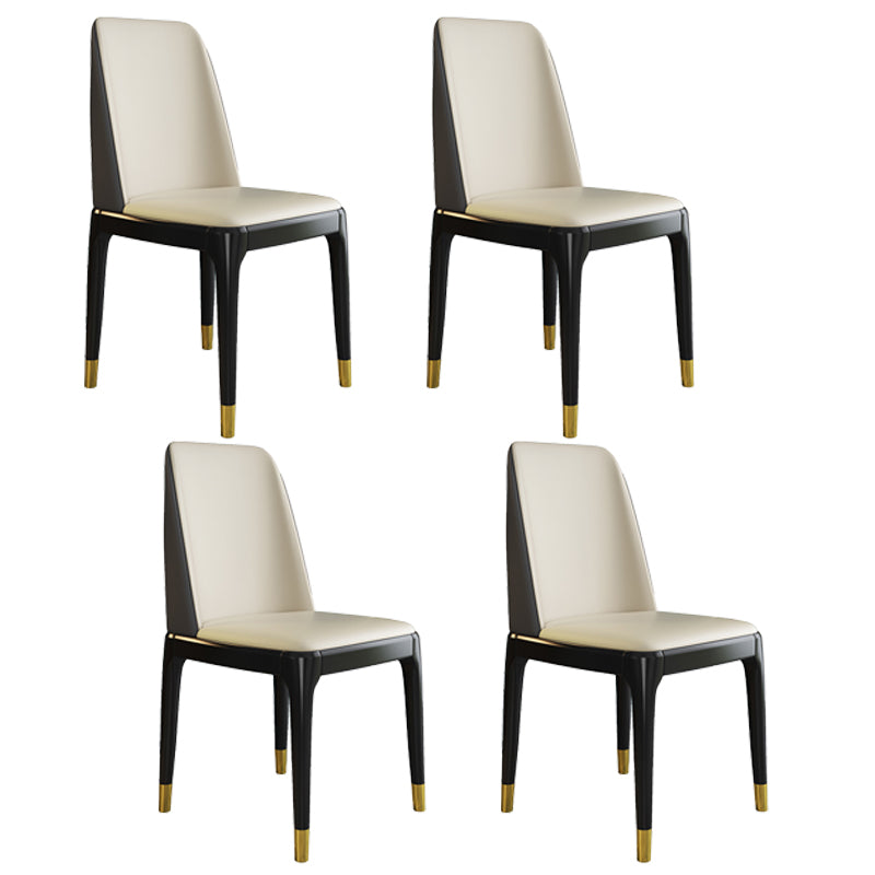 Scandinavian Style Wood Dining Chair Armless Solid Back Dining Chair Off-White 4 Piece Set Black Gold Clearhalo ' kitchen&dining_furn' 'Dining Chairs' 'Dining Tables & Seating' 'dining_chair' 'furn' 'furn_dining_chair' 'Furniture' 'furniture_dining_chair' 'Kitchen & Dining Furniture' 'kitchen' 3909741
