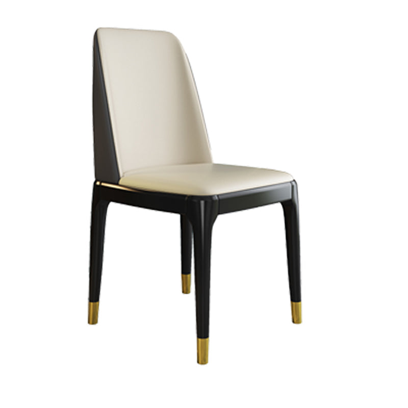Scandinavian Style Wood Dining Chair Armless Solid Back Dining Chair Off-White 1 Piece Black Gold Clearhalo ' kitchen&dining_furn' 'Dining Chairs' 'Dining Tables & Seating' 'dining_chair' 'furn' 'furn_dining_chair' 'Furniture' 'furniture_dining_chair' 'Kitchen & Dining Furniture' 'kitchen' 3909742
