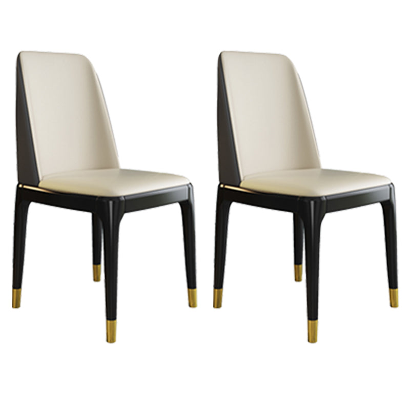 Scandinavian Style Wood Dining Chair Armless Solid Back Dining Chair Off-White 2 Piece Set Black Gold Clearhalo ' kitchen&dining_furn' 'Dining Chairs' 'Dining Tables & Seating' 'dining_chair' 'furn' 'furn_dining_chair' 'Furniture' 'furniture_dining_chair' 'Kitchen & Dining Furniture' 'kitchen' 3909743