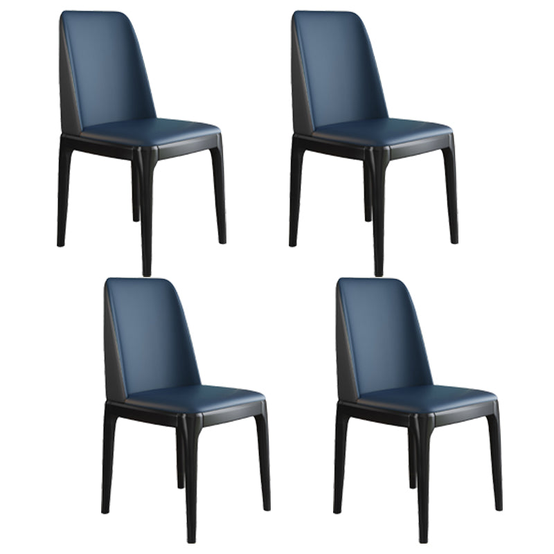 Scandinavian Style Wood Dining Chair Armless Solid Back Dining Chair Blue 4 Piece Set Black Clearhalo ' kitchen&dining_furn' 'Dining Chairs' 'Dining Tables & Seating' 'dining_chair' 'furn' 'furn_dining_chair' 'Furniture' 'furniture_dining_chair' 'Kitchen & Dining Furniture' 'kitchen' 3909744
