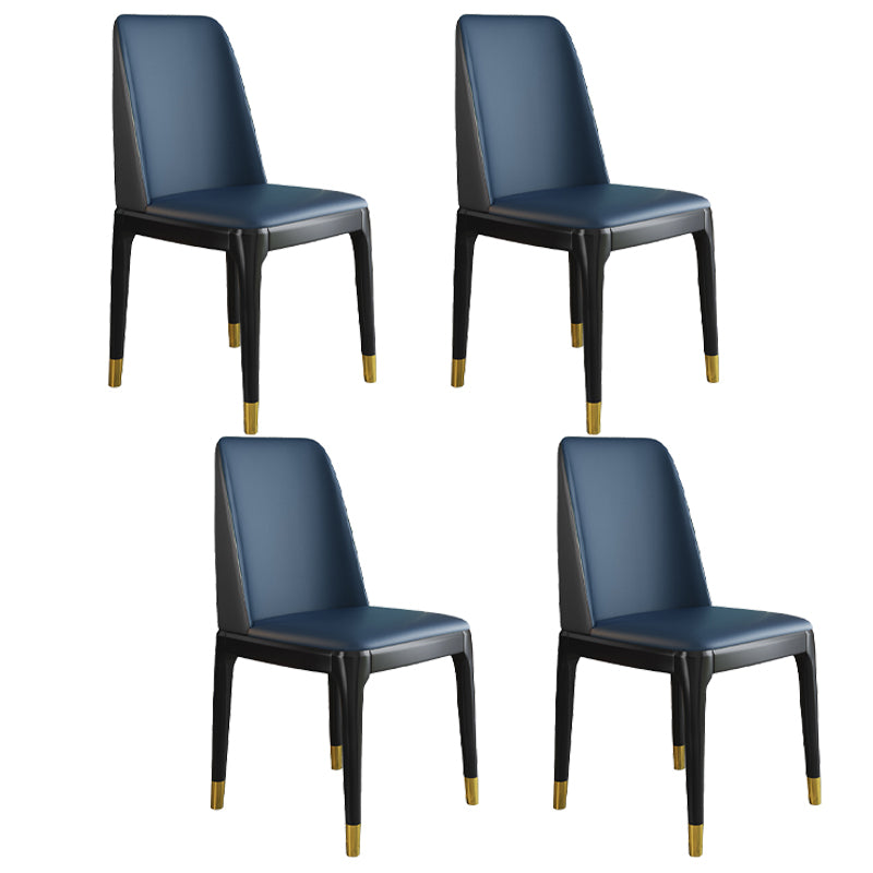 Scandinavian Style Wood Dining Chair Armless Solid Back Dining Chair Blue 4 Piece Set Black Gold Clearhalo ' kitchen&dining_furn' 'Dining Chairs' 'Dining Tables & Seating' 'dining_chair' 'furn' 'furn_dining_chair' 'Furniture' 'furniture_dining_chair' 'Kitchen & Dining Furniture' 'kitchen' 3909750