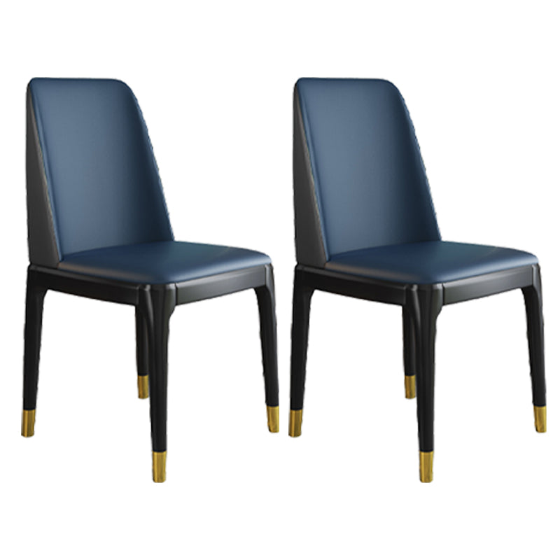 Scandinavian Style Wood Dining Chair Armless Solid Back Dining Chair Blue 2 Piece Set Black Gold Clearhalo ' kitchen&dining_furn' 'Dining Chairs' 'Dining Tables & Seating' 'dining_chair' 'furn' 'furn_dining_chair' 'Furniture' 'furniture_dining_chair' 'Kitchen & Dining Furniture' 'kitchen' 3909752