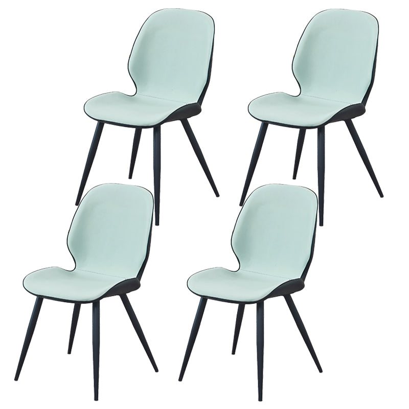 Contemporary Leather Dining Chairs Wingback Armless Chair with Metal Legs for Restaurant Light Green 4 Piece Set Clearhalo ' kitchen&dining_furn' 'Dining Chairs' 'Dining Tables & Seating' 'dining_chair' 'furn' 'furn_dining_chair' 'Furniture' 'furniture_dining_chair' 'Kitchen & Dining Furniture' 'kitchen' 3909755