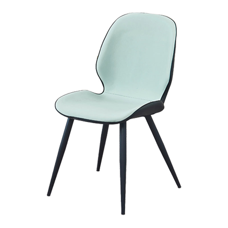 Contemporary Leather Dining Chairs Wingback Armless Chair with Metal Legs for Restaurant Light Green 1 Piece Clearhalo ' kitchen&dining_furn' 'Dining Chairs' 'Dining Tables & Seating' 'dining_chair' 'furn' 'furn_dining_chair' 'Furniture' 'furniture_dining_chair' 'Kitchen & Dining Furniture' 'kitchen' 3909757