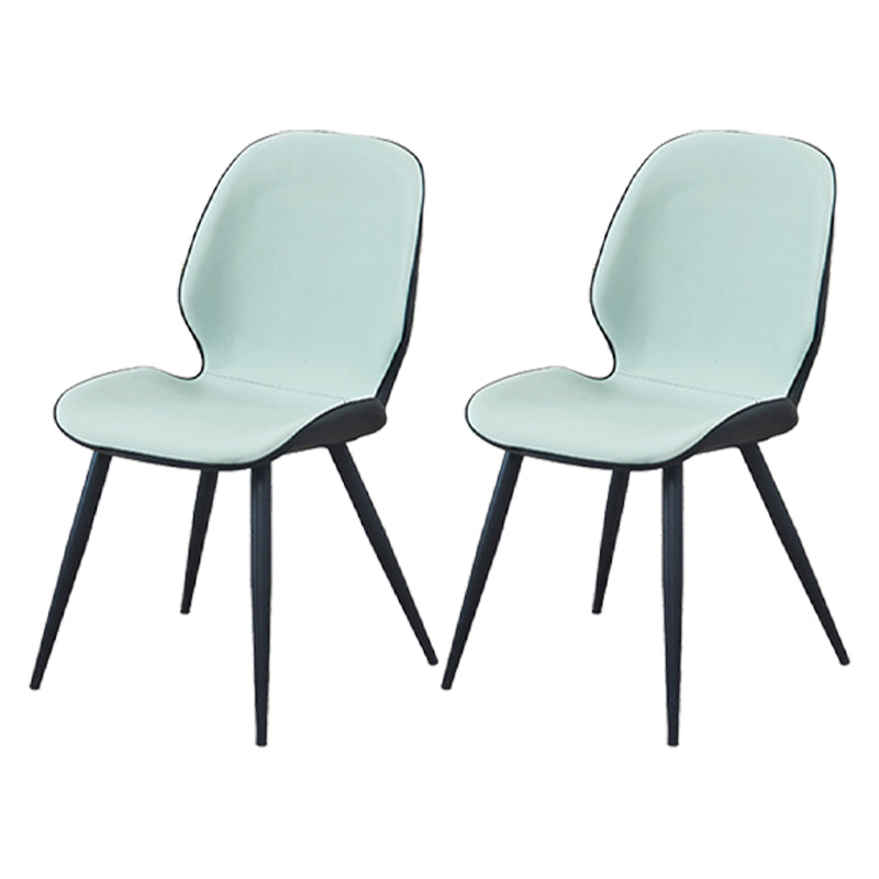 Contemporary Leather Dining Chairs Wingback Armless Chair with Metal Legs for Restaurant Light Green 2 Piece Set Clearhalo ' kitchen&dining_furn' 'Dining Chairs' 'Dining Tables & Seating' 'dining_chair' 'furn' 'furn_dining_chair' 'Furniture' 'furniture_dining_chair' 'Kitchen & Dining Furniture' 'kitchen' 3909758