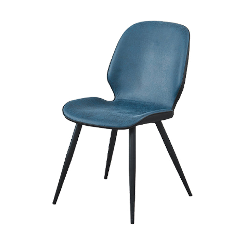 Contemporary Leather Dining Chairs Wingback Armless Chair with Metal Legs for Restaurant Blue-Black 1 Piece Clearhalo ' kitchen&dining_furn' 'Dining Chairs' 'Dining Tables & Seating' 'dining_chair' 'furn' 'furn_dining_chair' 'Furniture' 'furniture_dining_chair' 'Kitchen & Dining Furniture' 'kitchen' 3909762
