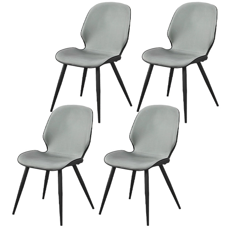 Contemporary Leather Dining Chairs Wingback Armless Chair with Metal Legs for Restaurant Light Gray-Black 4 Piece Set Clearhalo ' kitchen&dining_furn' 'Dining Chairs' 'Dining Tables & Seating' 'dining_chair' 'furn' 'furn_dining_chair' 'Furniture' 'furniture_dining_chair' 'Kitchen & Dining Furniture' 'kitchen' 3909767
