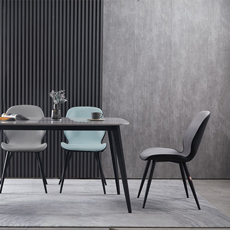 Contemporary Leather Dining Chairs Wingback Armless Chair with Metal Legs for Restaurant Clearhalo ' kitchen&dining_furn' 'Dining Chairs' 'Dining Tables & Seating' 'dining_chair' 'furn' 'furn_dining_chair' 'Furniture' 'furniture_dining_chair' 'Kitchen & Dining Furniture' 'kitchen' 3909768