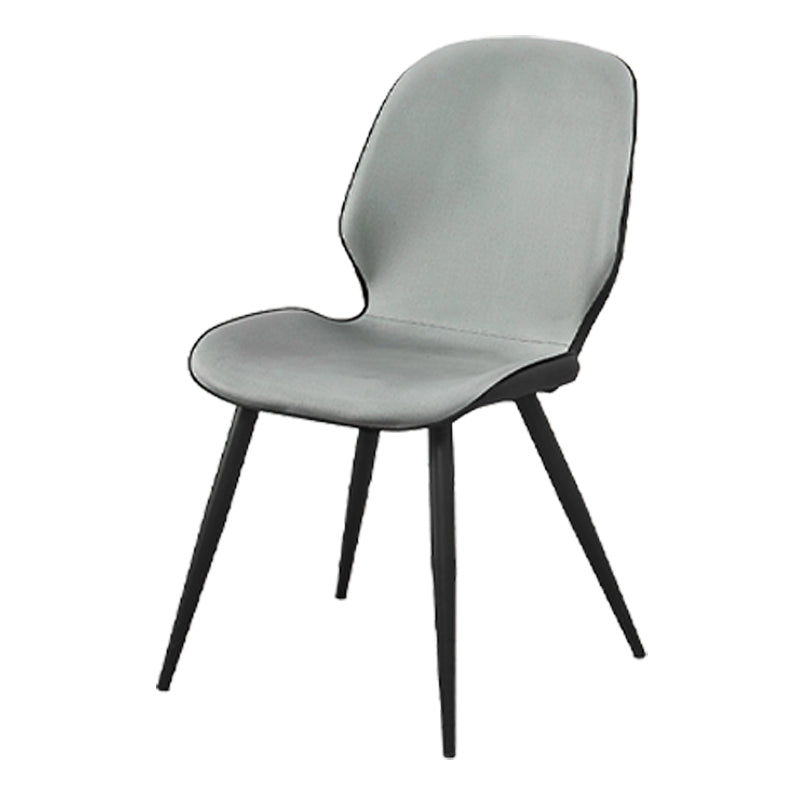 Contemporary Leather Dining Chairs Wingback Armless Chair with Metal Legs for Restaurant Light Gray-Black 1 Piece Clearhalo ' kitchen&dining_furn' 'Dining Chairs' 'Dining Tables & Seating' 'dining_chair' 'furn' 'furn_dining_chair' 'Furniture' 'furniture_dining_chair' 'Kitchen & Dining Furniture' 'kitchen' 3909769