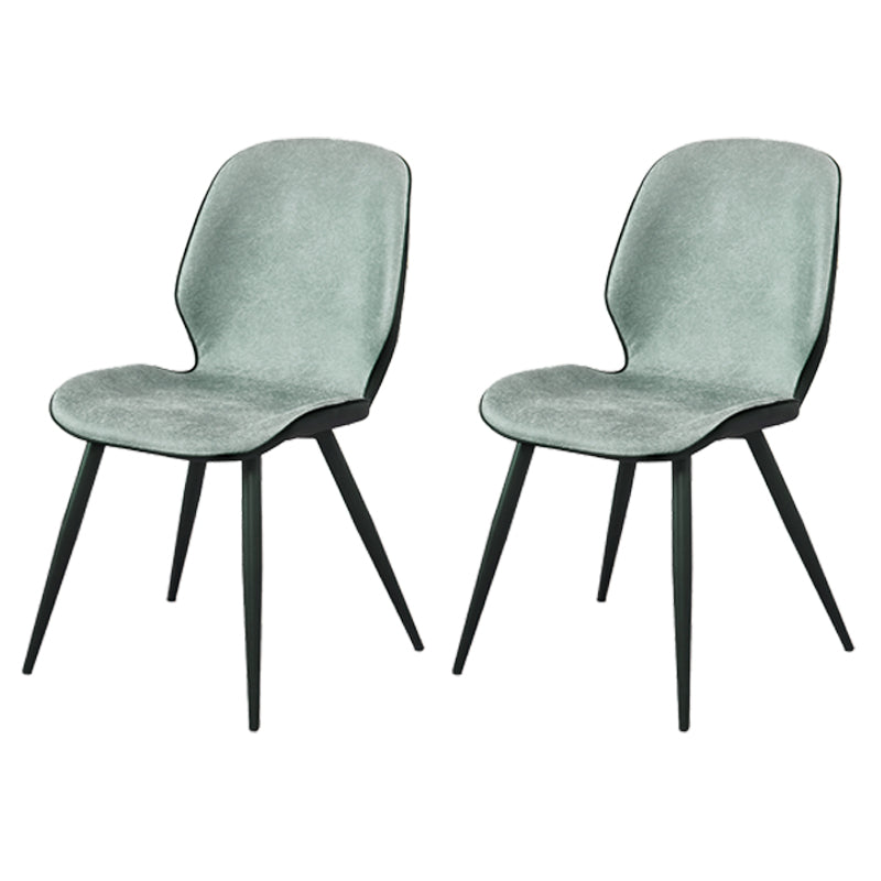 Contemporary Leather Dining Chairs Wingback Armless Chair with Metal Legs for Restaurant Green-Black 2 Piece Set Clearhalo ' kitchen&dining_furn' 'Dining Chairs' 'Dining Tables & Seating' 'dining_chair' 'furn' 'furn_dining_chair' 'Furniture' 'furniture_dining_chair' 'Kitchen & Dining Furniture' 'kitchen' 3909773