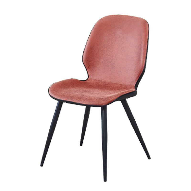 Contemporary Leather Dining Chairs Wingback Armless Chair with Metal Legs for Restaurant Orange Black 1 Piece Clearhalo ' kitchen&dining_furn' 'Dining Chairs' 'Dining Tables & Seating' 'dining_chair' 'furn' 'furn_dining_chair' 'Furniture' 'furniture_dining_chair' 'Kitchen & Dining Furniture' 'kitchen' 3909775