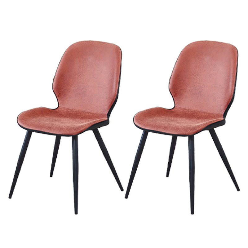 Contemporary Leather Dining Chairs Wingback Armless Chair with Metal Legs for Restaurant Orange Black 2 Piece Set Clearhalo ' kitchen&dining_furn' 'Dining Chairs' 'Dining Tables & Seating' 'dining_chair' 'furn' 'furn_dining_chair' 'Furniture' 'furniture_dining_chair' 'Kitchen & Dining Furniture' 'kitchen' 3909776