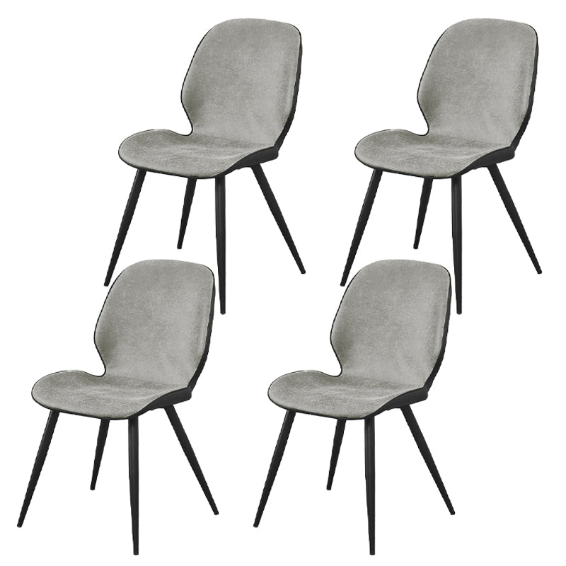 Contemporary Leather Dining Chairs Wingback Armless Chair with Metal Legs for Restaurant Gray Black 4 Piece Set Clearhalo ' kitchen&dining_furn' 'Dining Chairs' 'Dining Tables & Seating' 'dining_chair' 'furn' 'furn_dining_chair' 'Furniture' 'furniture_dining_chair' 'Kitchen & Dining Furniture' 'kitchen' 3909777