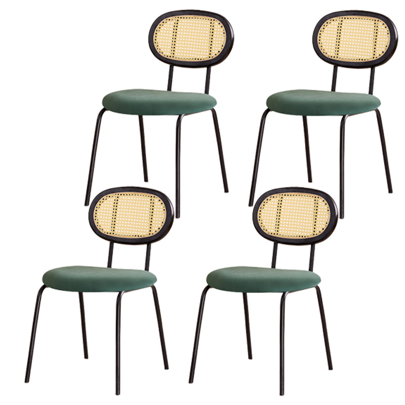 Modern Style Metal Chair Set Open Back Side Kitchen Dining Room Chairs Green 4 Piece Set Clearhalo ' kitchen&dining_furn' 'Dining Chairs' 'Dining Tables & Seating' 'dining_chair' 'furn' 'furn_dining_chair' 'Furniture' 'furniture_dining_chair' 'Kitchen & Dining Furniture' 'kitchen' 3909782