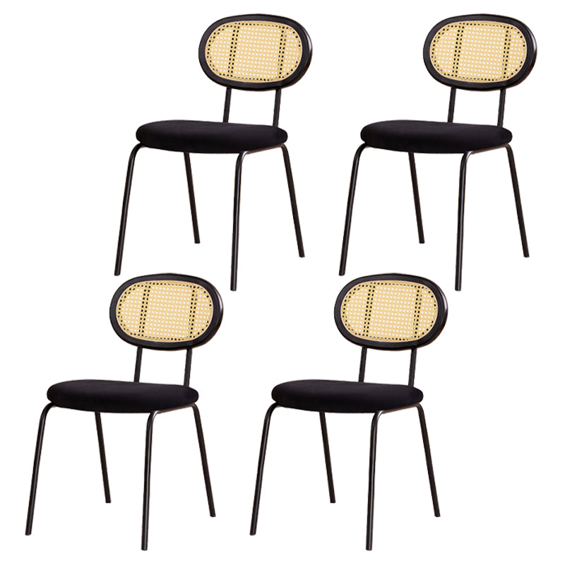 Modern Style Metal Chair Set Open Back Side Kitchen Dining Room Chairs Black 4 Piece Set Clearhalo ' kitchen&dining_furn' 'Dining Chairs' 'Dining Tables & Seating' 'dining_chair' 'furn' 'furn_dining_chair' 'Furniture' 'furniture_dining_chair' 'Kitchen & Dining Furniture' 'kitchen' 3909788