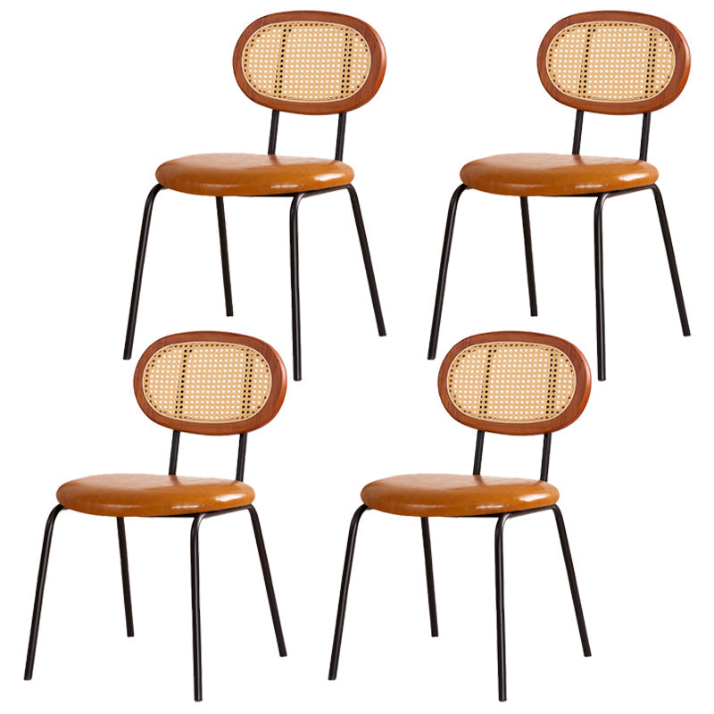 Modern Style Metal Chair Set Open Back Side Kitchen Dining Room Chairs Brown 4 Piece Set Clearhalo ' kitchen&dining_furn' 'Dining Chairs' 'Dining Tables & Seating' 'dining_chair' 'furn' 'furn_dining_chair' 'Furniture' 'furniture_dining_chair' 'Kitchen & Dining Furniture' 'kitchen' 3909793