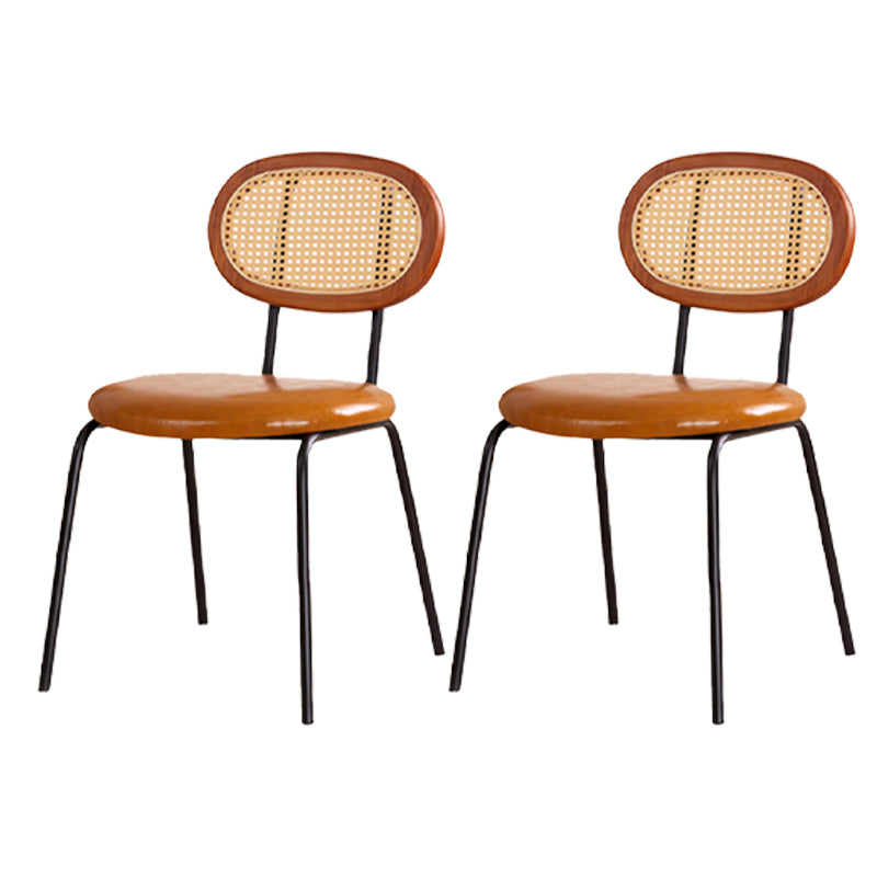 Modern Style Metal Chair Set Open Back Side Kitchen Dining Room Chairs Brown 2 Piece Set Clearhalo ' kitchen&dining_furn' 'Dining Chairs' 'Dining Tables & Seating' 'dining_chair' 'furn' 'furn_dining_chair' 'Furniture' 'furniture_dining_chair' 'Kitchen & Dining Furniture' 'kitchen' 3909798