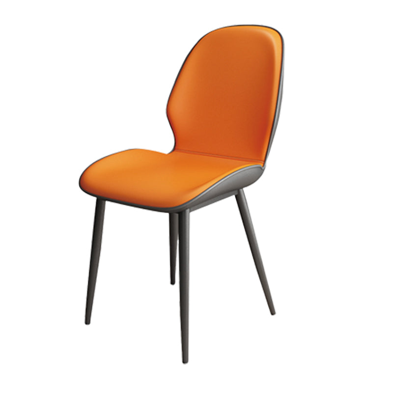 Contemporary Metal Dining Room Chairs PU Leather Dining Armless Chairs for Indoor Use Orange 1 Piece Clearhalo ' kitchen&dining_furn' 'Dining Chairs' 'Dining Tables & Seating' 'dining_chair' 'furn' 'furn_dining_chair' 'Furniture' 'furniture_dining_chair' 'Kitchen & Dining Furniture' 'kitchen' 3909817