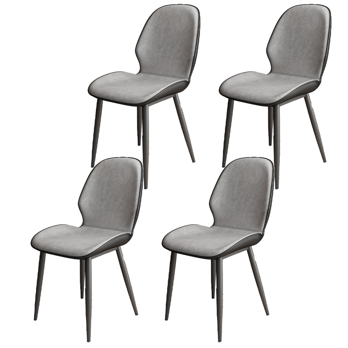 Contemporary Metal Dining Room Chairs PU Leather Dining Armless Chairs for Indoor Use Grey 4 Piece Set Clearhalo ' kitchen&dining_furn' 'Dining Chairs' 'Dining Tables & Seating' 'dining_chair' 'furn' 'furn_dining_chair' 'Furniture' 'furniture_dining_chair' 'Kitchen & Dining Furniture' 'kitchen' 3909820